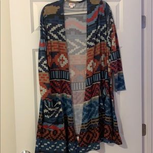 LuLaRoe Heathered Southwest Caroline Cardigan 3X